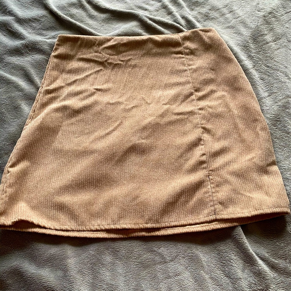 SHEIN suede tan skirt